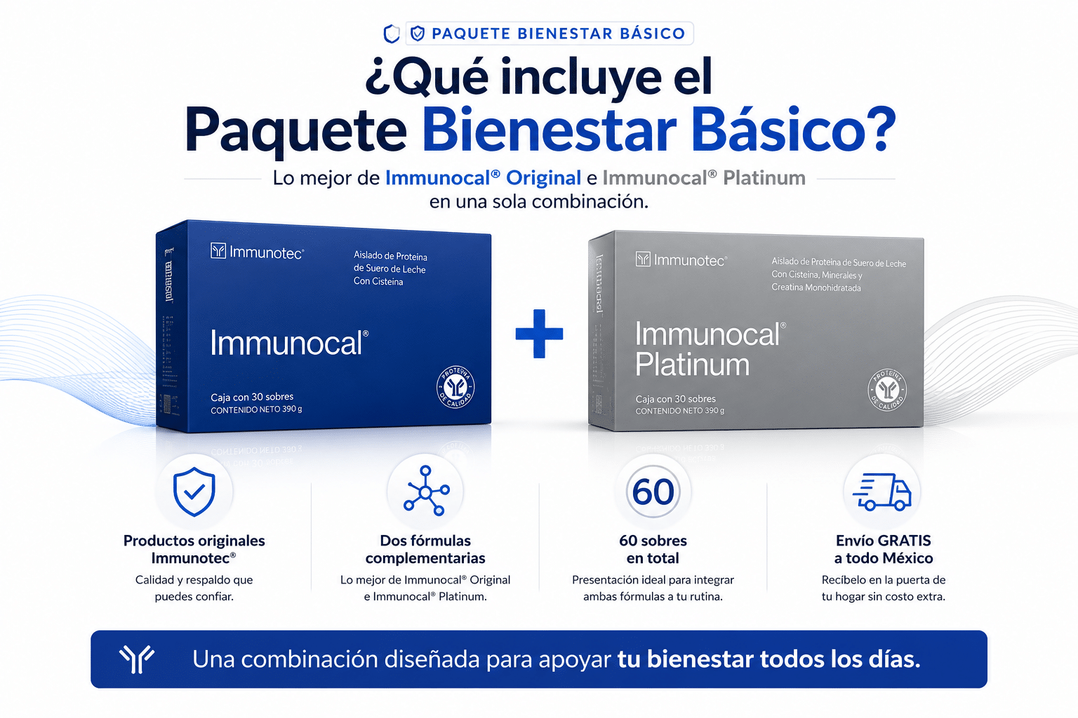 Paquete Bienestar Básico Immunocal Original + Immunocal Platinum